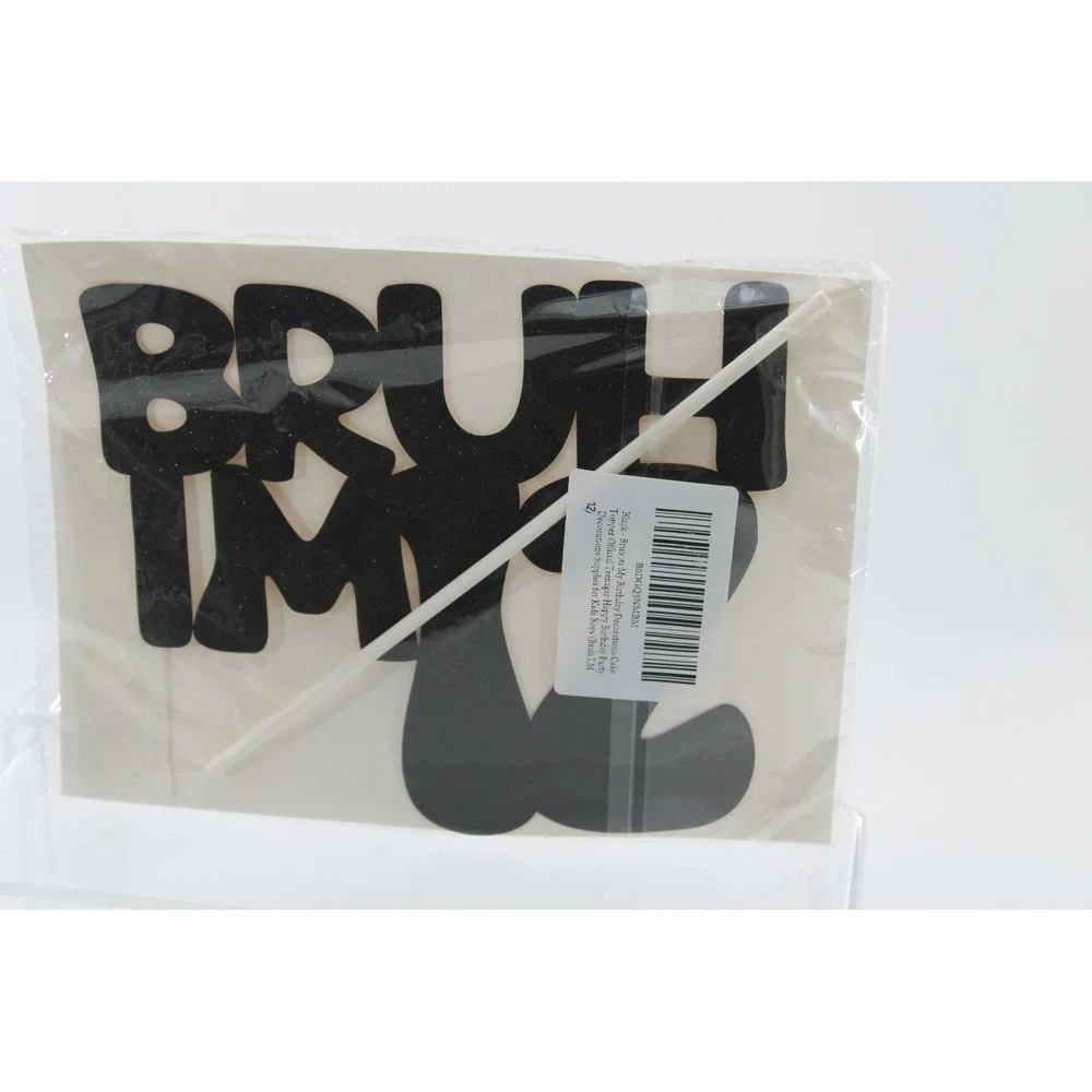 Bruh Im 12 Cake Topper Black Glitter 12th Birthday Party Decoration Supplies
